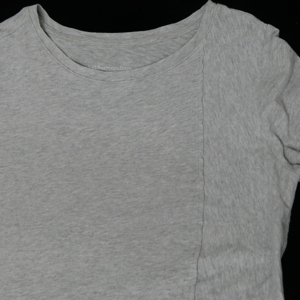 Soft Surroundings Womens Top M Tunic Gray Ruffled Hem Pima Cotton Cottagecore